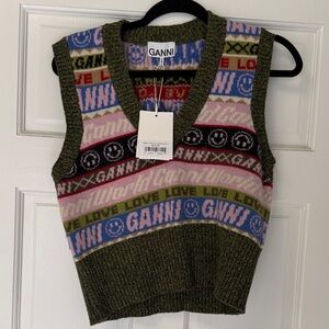 Ganni Multicolor V-Neck Sweater Vest